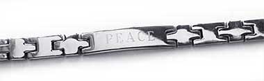 image of our titanium germanium bracelet with engrave message on it